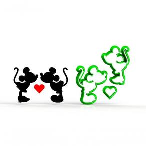 Cortador Mickey Minnie Beijo Love Tamanho 7 Cm