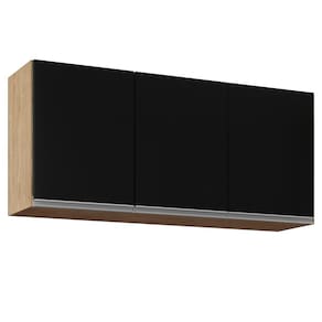 Armário Aéreo 120cm 3 Portas Virgínia Castanho/preto