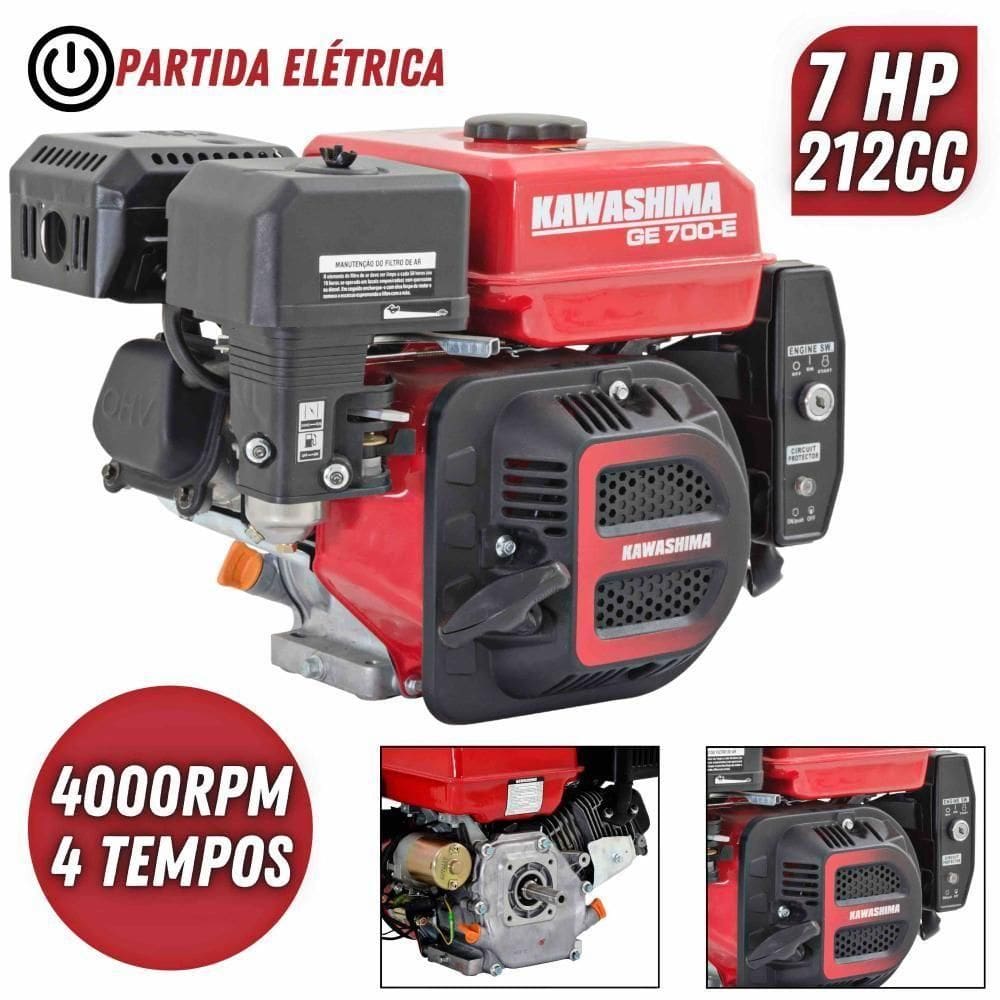 Motor Kawashima à Gasolina 212cc 7hp 4t Com Partida Elétrica