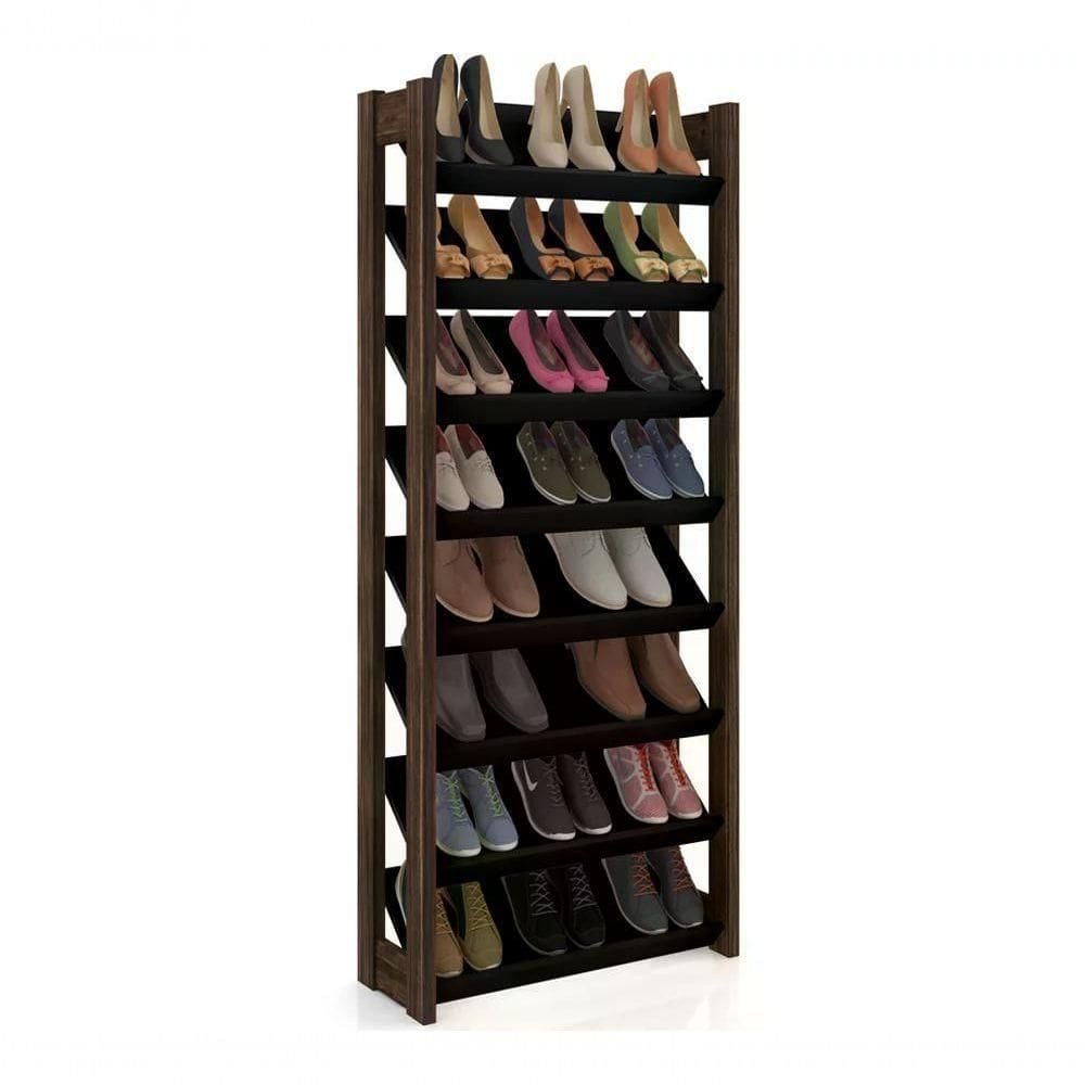 Sapateira Multiuso Closet 8 Prateleiras Az1006 Preto Nogal