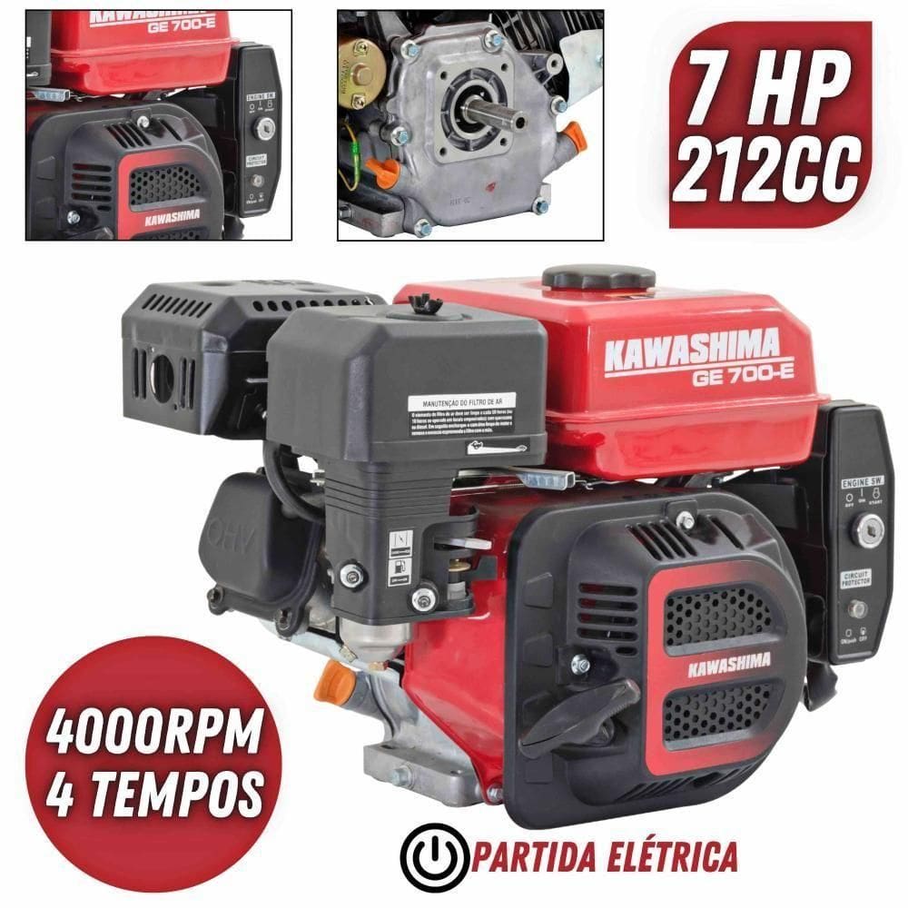 Motor Estacionário à Gasolina 212cc 7hp 4t Partida Elétrica