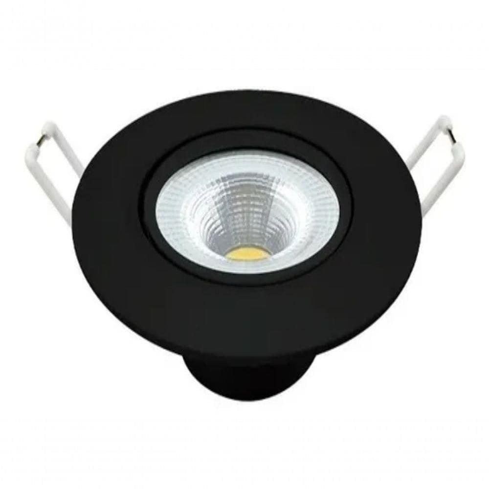 Kit 8 Spot Led 5w Redondo Embutir Branco Frio 9x9cm Preto