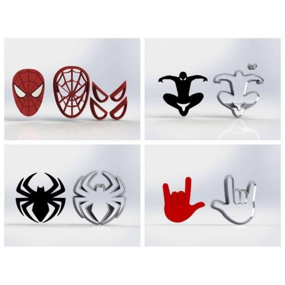 Cortador Kit Homem Aranha com 4 Modelos Modulares Tamanho 5cm