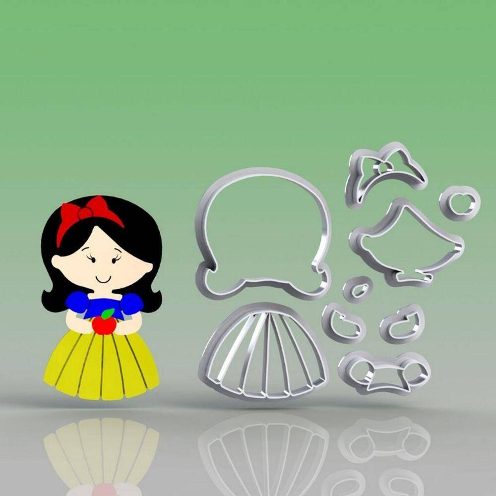 Cortador Branca de Neve Cabelo Comprido Modular Tamanho 10cm