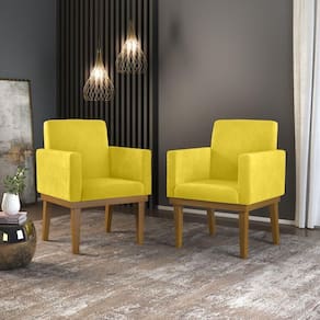 Kit 2 Cadeiras Base Reforçada Para Escritório amarelo