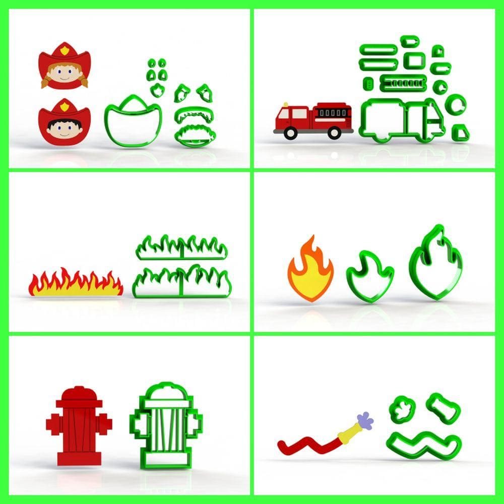 Cortador Kit Bombeiros 6 Modelos Modulares Tamanho 5cm