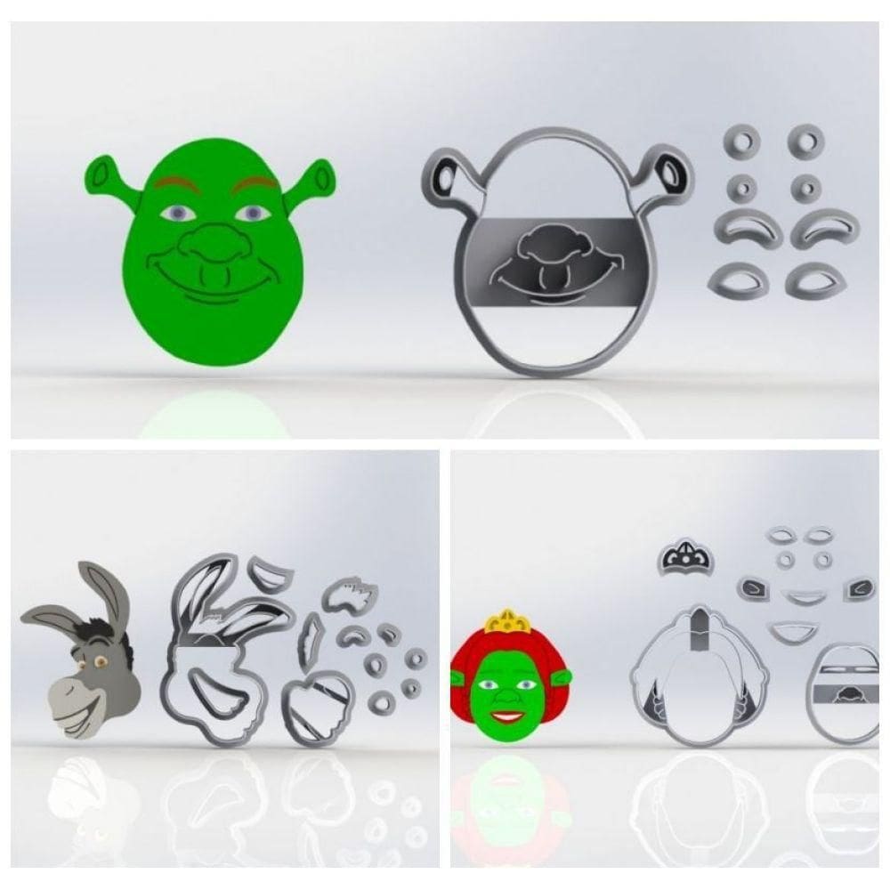 Cortador Kit Shrek 3 Modelos Tamanho 6cm