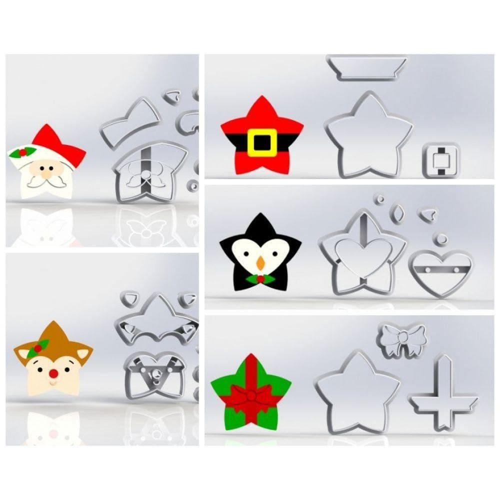 Cortadores Kit Estrelas de Natal 5 Modelos Tamanho 6cm