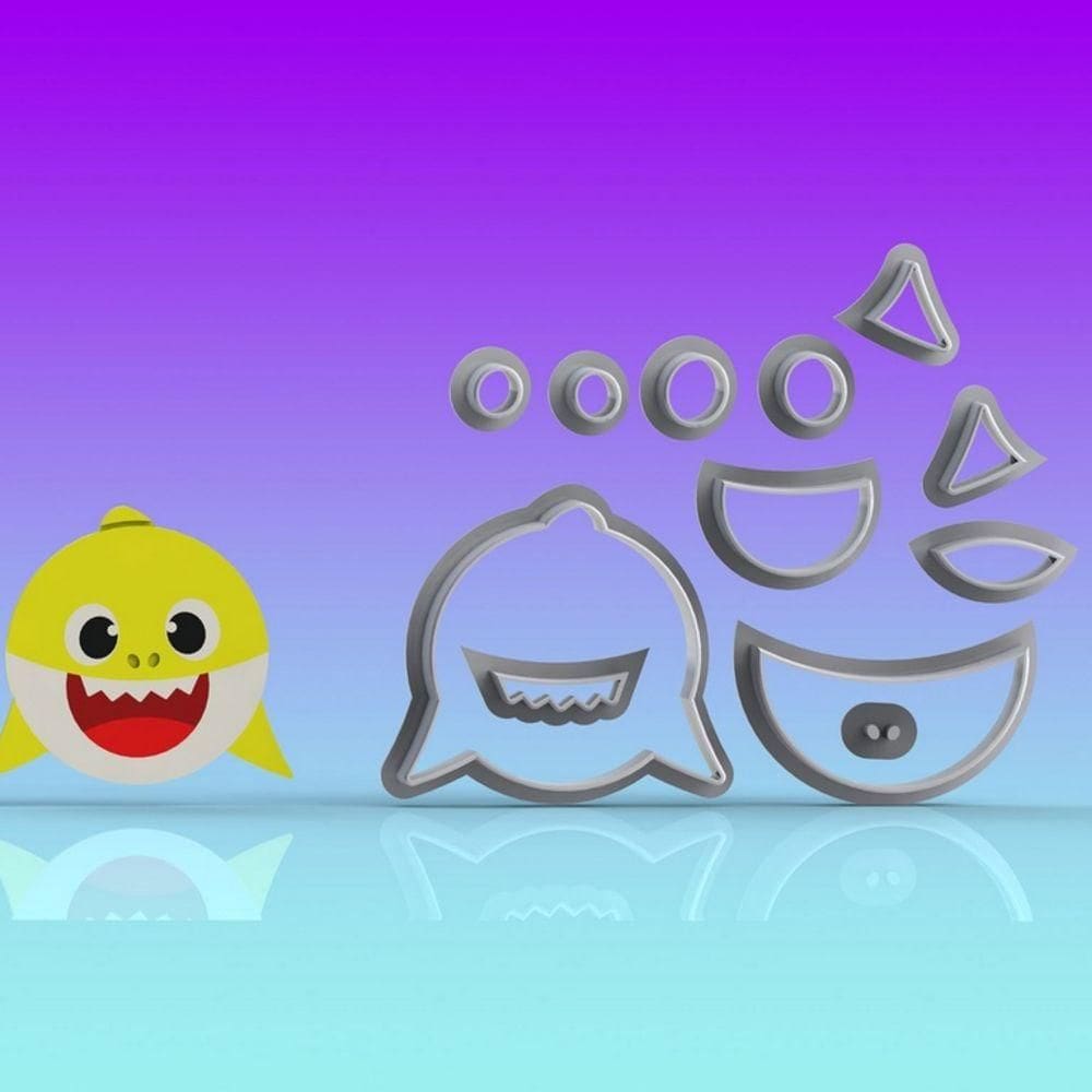 Cortador Baby Shark Rosto Bebê Modular Tamanho 8cm