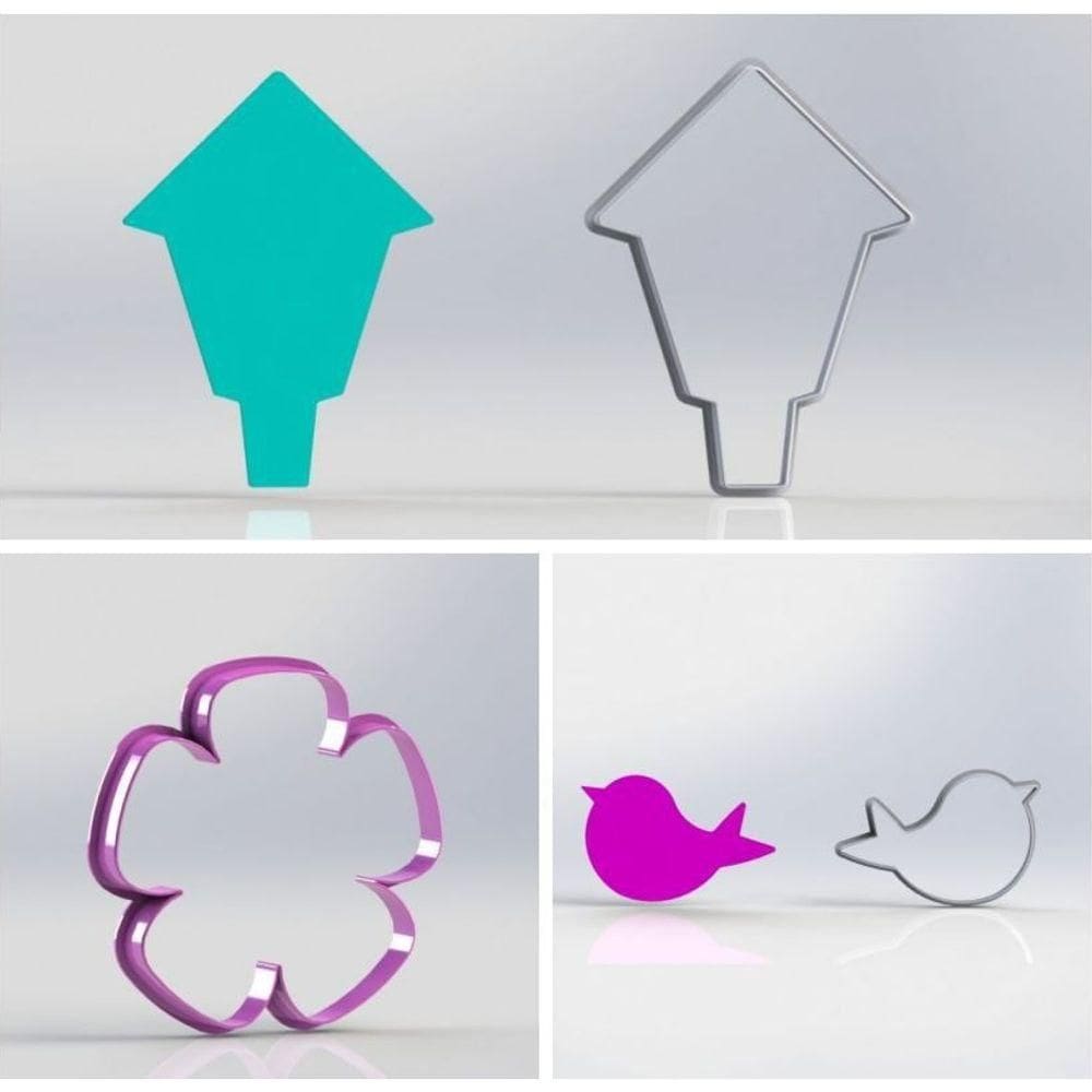 Cortador Kit Passáro Casinha e Flor Mod 2 Tamanho 10cm