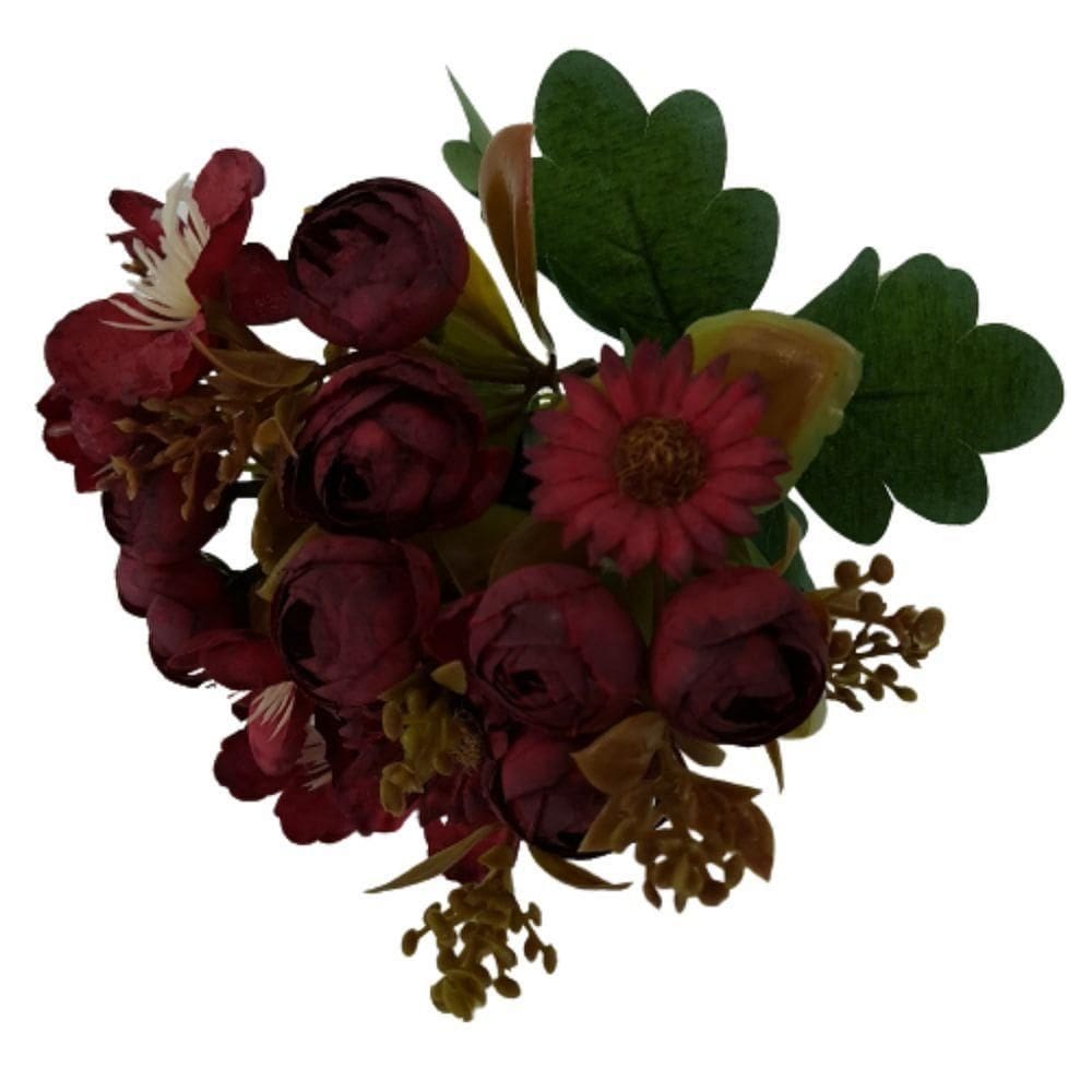 Flor Artificial Buquê Camélia E Margarida 30cm