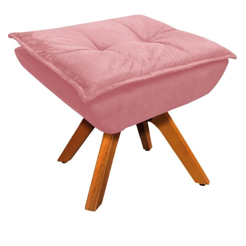 Puff Base Giratória Suede Rose