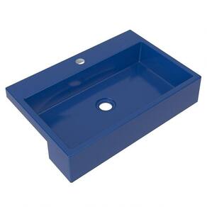 Cuba Pia Semi Encaixe Para Banheiro Retangular 54cm Xrt C08 Azul Escuro