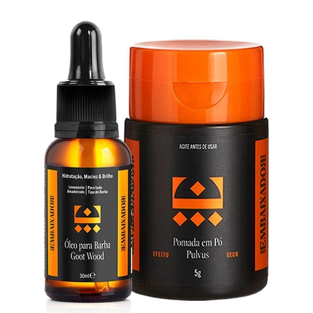 Kit 01 Óleo Barba Goot Wood + 01 Pomada Em Pó Pulvus Embaixador 30Ml