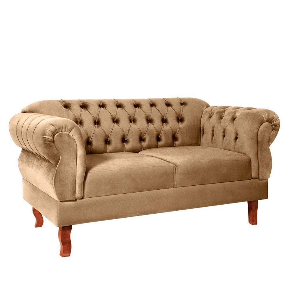 Namoradeira Chesterfield Elisabeth 2 Lugares Via Encanto Veludo Palha