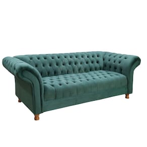 Sofá Chesterfield Conde D`el 3 Lugares Via Encanto Veludo Verde