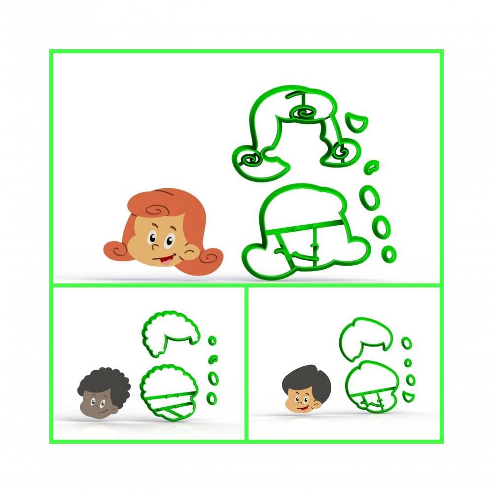 Cortador Kit 3 Palavrinhas - 3 Personagens Modulares Tamanho 5 Cm