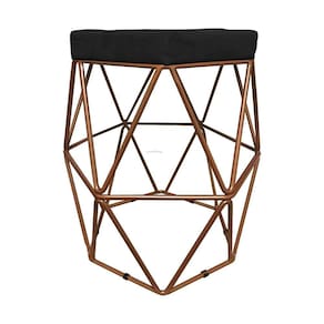 Puff Decorativo Hexagonal Aramado Cobre Suede Preto