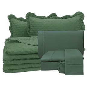 Coordenado Cobre Leito Casal E Lençol Diplomata 7 Peças - Verde