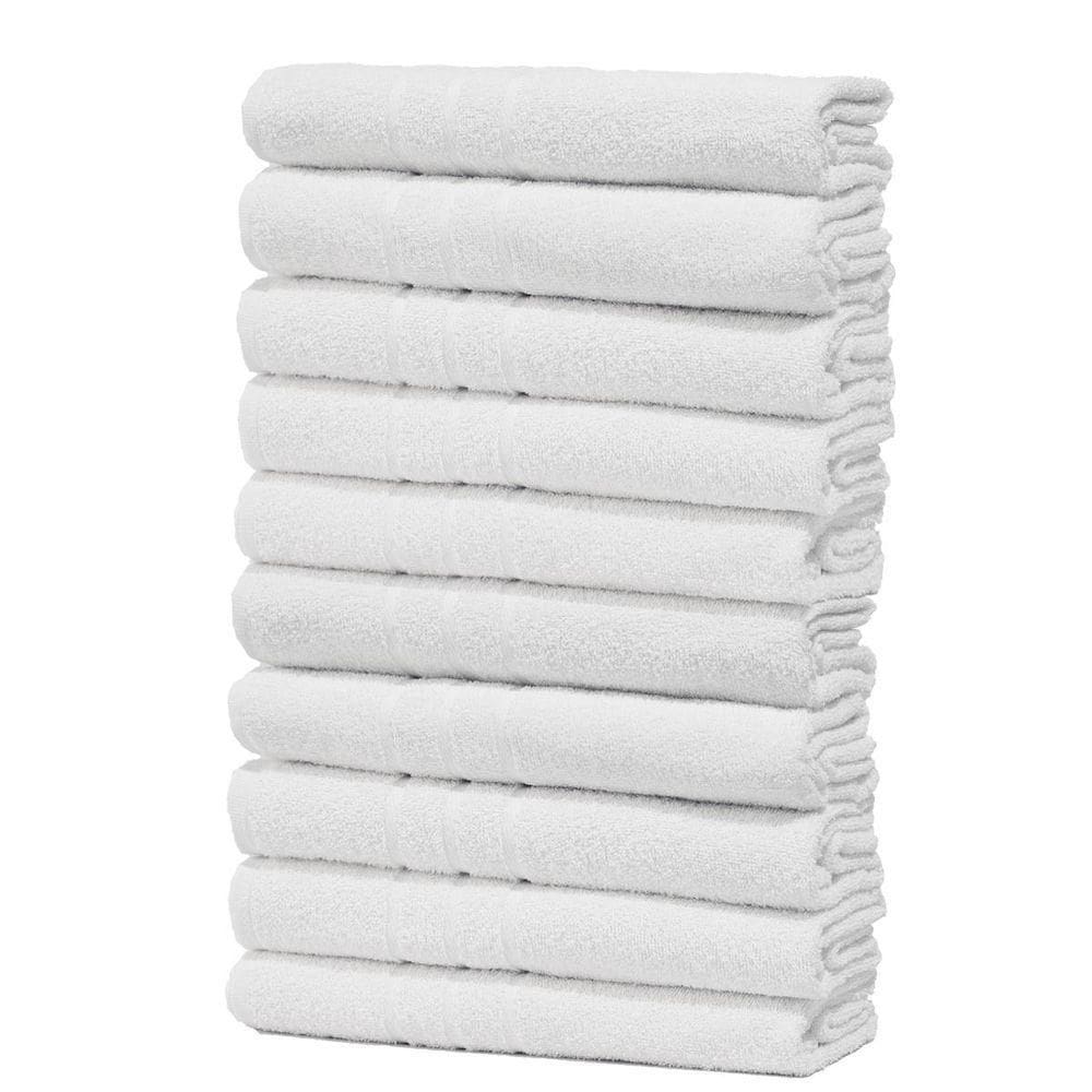 Kit 10 Toalhas De Banho Pet Shop Costura Dupla Felpuda Prata - Branco