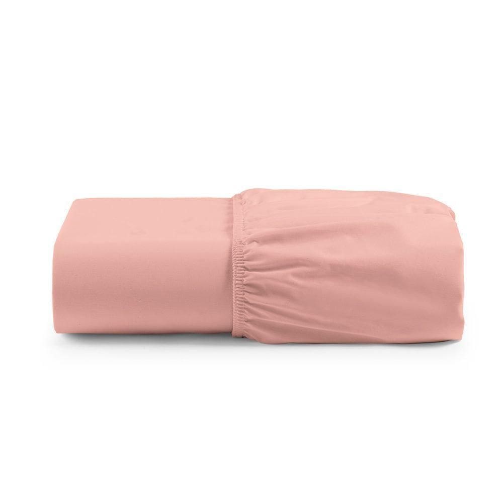 Lençol Solteiro Micropercal 300 Fios Peletizado Com Elástico - Salmão