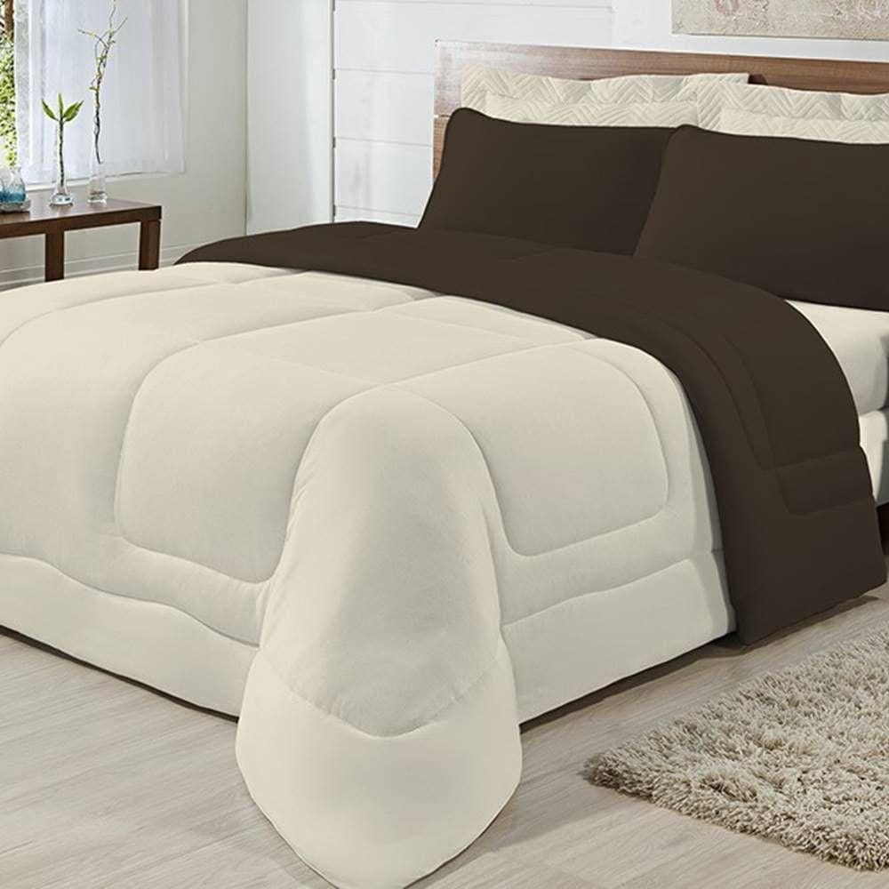 Edredom Dupla Face 100% Algodão Malha Solteiro Gran Moratta 01 Peça - Marrom- Palha