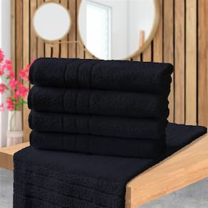 Kit 6 Toalhas De Piso Branca Hotel Macia Felpuda - Prata - Preto