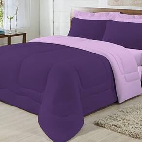 Edredom Dupla Face 100% Algodão Malha King Gran Moratta 01 Peça - Roxo- Lilas