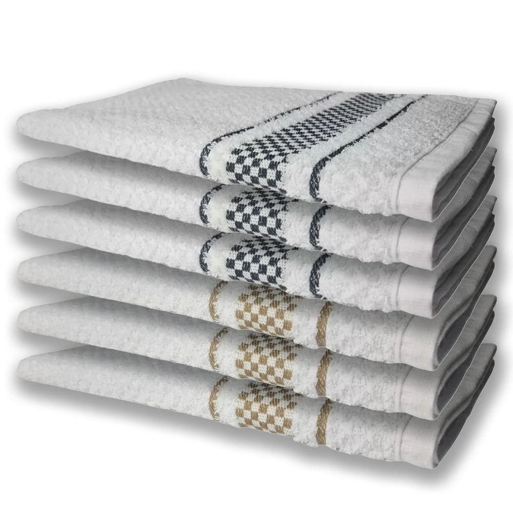 6 Panos De Prato Atoalhado Felpudo Premium Preto+marrom