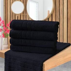 Kit 8 Toalhas De Piso Tapete Para Banheiro Hotel Prata - Preto