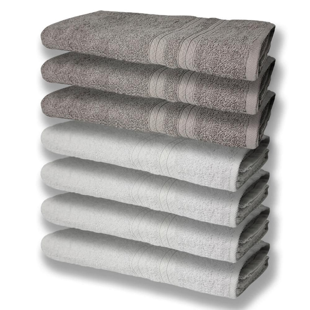 7 Toalhas Grande Super Felpudas E Grossa 80x150 Itália Soft Beka - Branco/cinza