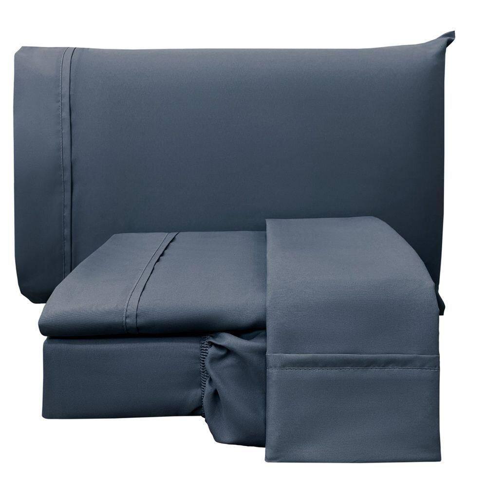 Jogo De Cama Lençol King Conforto Percal 300 Fios 4 Peças - Azul