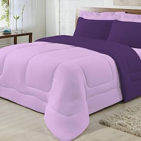 Edredom Dupla Face 100% Algodão Malha Casal Gran Moratta 01 Peça - Roxo/ Lilas