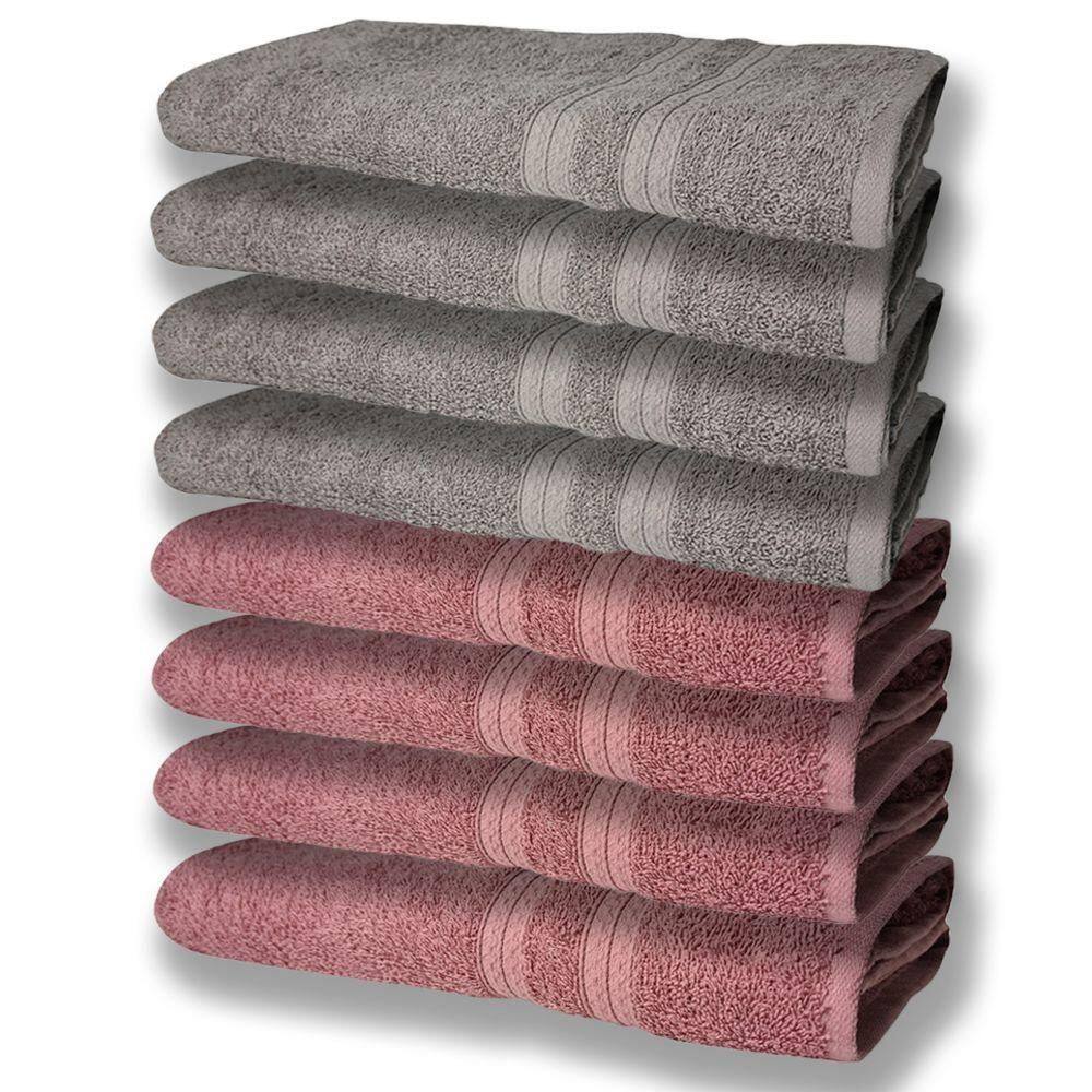8 Toalhas Grande Super Felpudas E Grossa 80x150 4 Cinza 4 Rosê