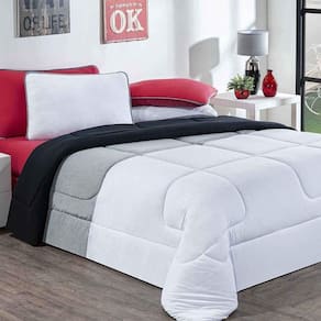 Edredom 100% Algodão Urbano 1 Peça King Branco-mescla-preto
