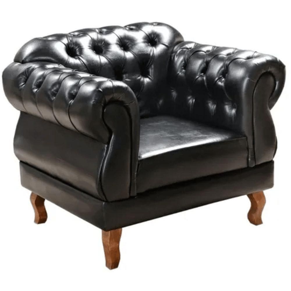 Poltrona Chesterfield Elisabeth Clássica Via Courano Preto