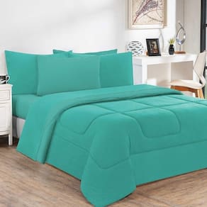 Kit Edredom Malha 100% Algodão Gran Moratta 3 Peças Casal - Verde Jade-verde Jade