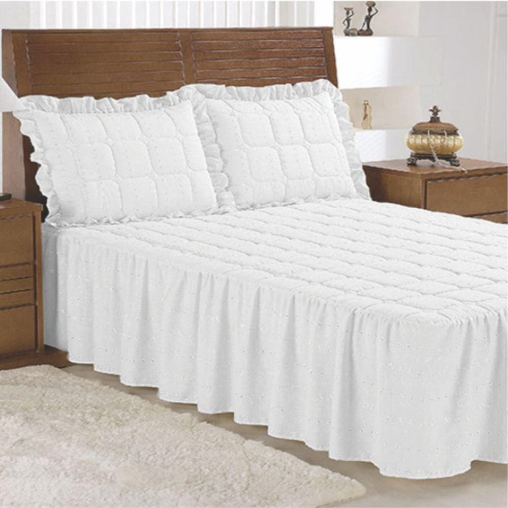 Presente Dia Das Mães Colcha Lese Casal Padrão 05 Peças - Branca