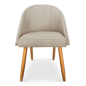 Kit 06 Cadeiras Jantar Bela Suede Pés Palito Castanho - Pallazio Bege