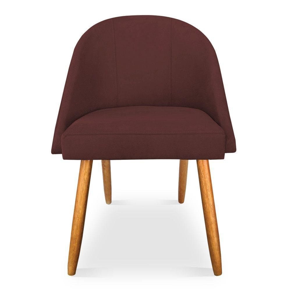 Kit 08 Cadeiras Jantar Bela Suede Marsala Pés Palito Castanho - Pallazio