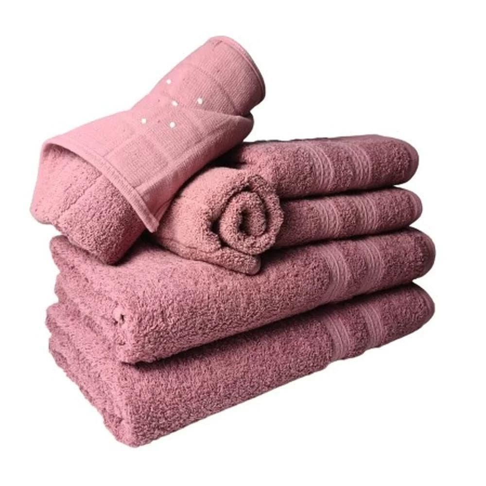 Jogo De Toalhas 6 Pçs Luxo 2 Banho 2 Rosto 2 Tapete Rosê