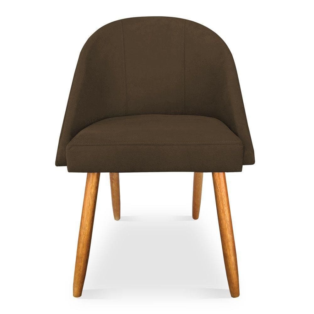 Kit 06 Cadeiras Jantar Bela Suede Marrom Pés Palito Castanho - Pallazio
