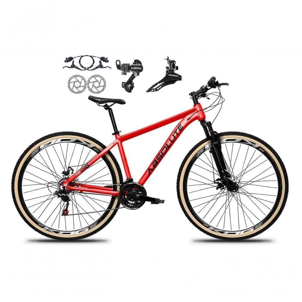Bicicleta Aro 29 Absolute Nero 5 Shimano Freios Hidráulicos 24v Garfo Suspensão Pneu Faixa - Vermelho Tam.21