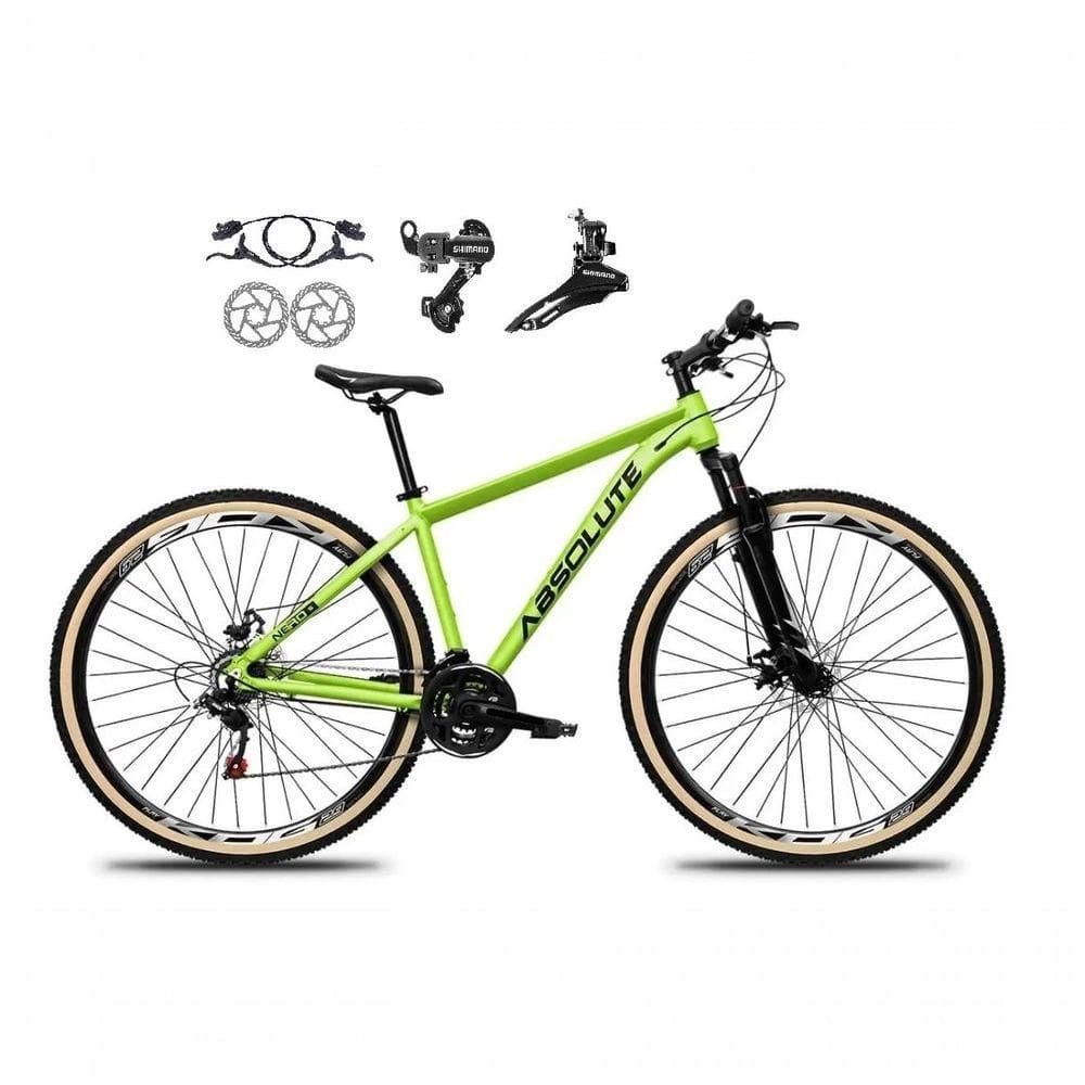 Bicicleta Aro 29 Absolute Nero 5 Shimano Freios Hidráulicos 24v Garfo Suspensão Pneu Faixa - Verde Tam.15