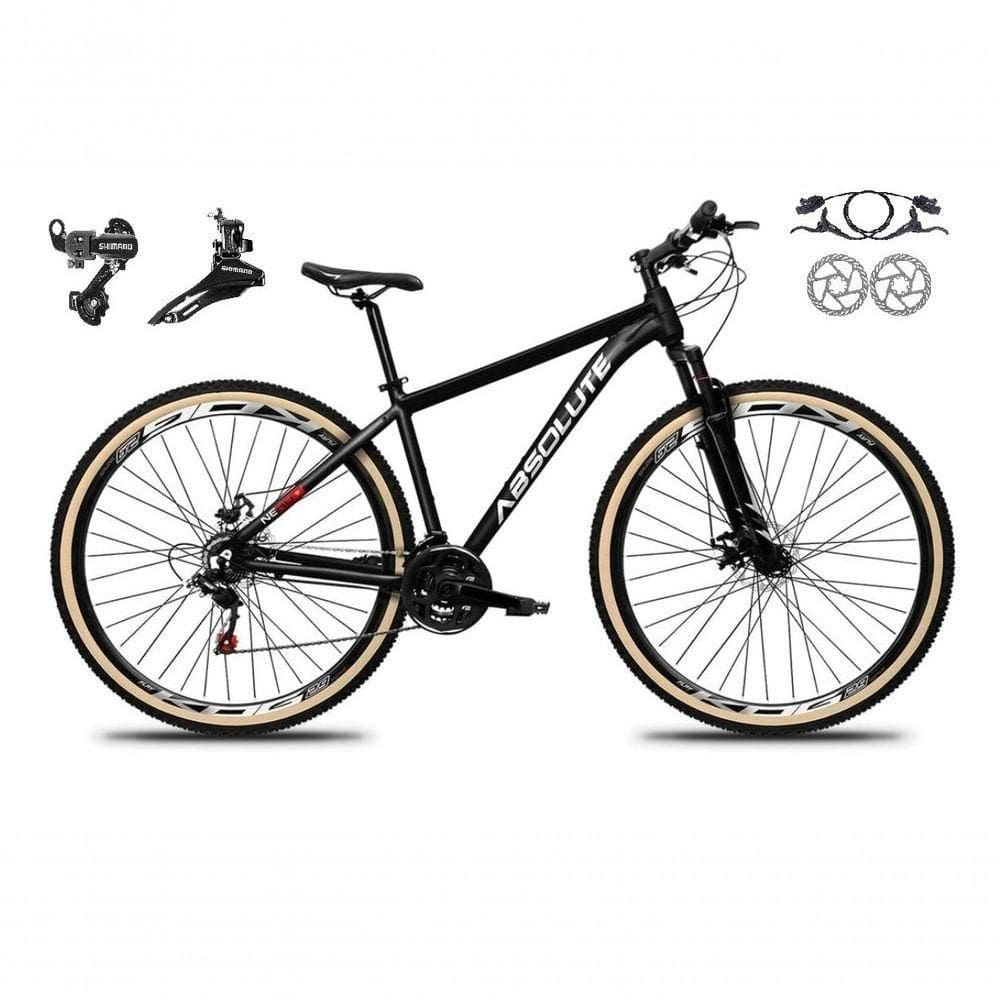 Bicicleta Aro 29 Absolute Nero 5 Shimano Freios Hidráulicos 24v Garfo Suspensão Pneu Faixa - Preto Tam.21