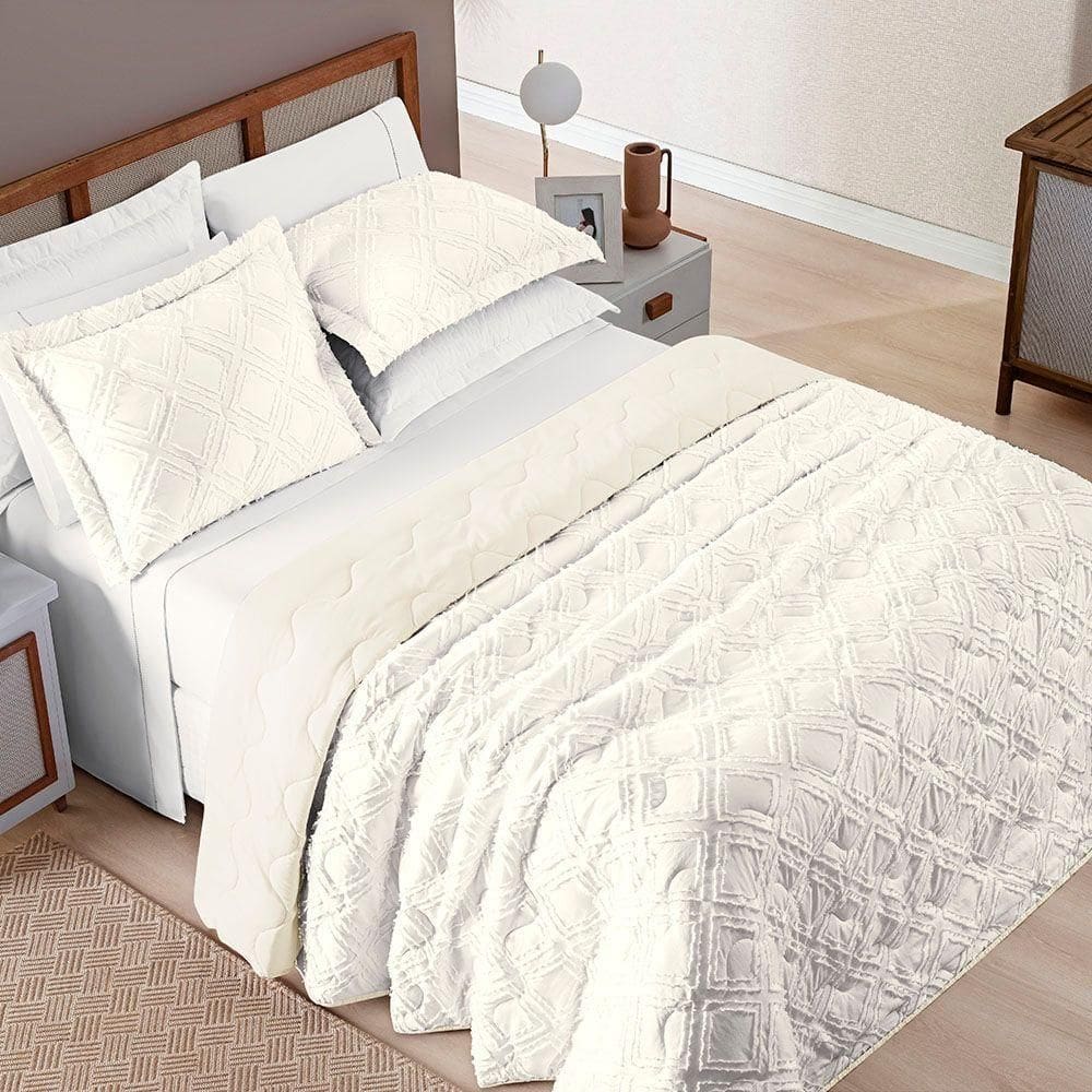 Cobre Leito Queen Harmonia 3 Peças Dupla Face - White