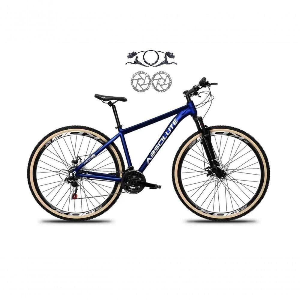 Bicicleta Aro 29 Absolute Nero 5 Freios Disco Hidráulicos 24v Garfo Suspensão Pneu Faixa - Azul Tam.19