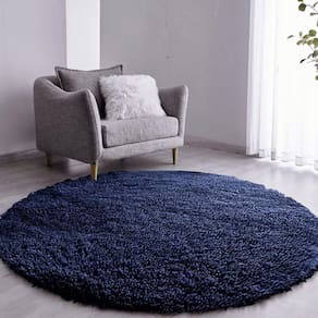 Tapete Sala Felpudo Peludo Cinza Redondo 200 Cm