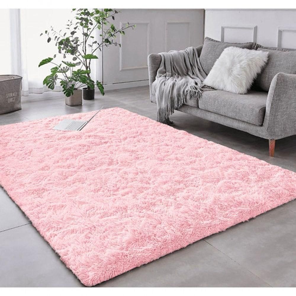 Tapete Sala Felpudo Peludo Rosa Bebe 200 X 200 Cm
