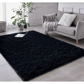 Tapete Sala Felpudo Peludo Preto 200 X 200 Cm